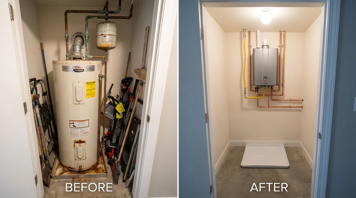 Tank water heater versus wall-mounted tankless unit comparison for Cave City, KY homeowners