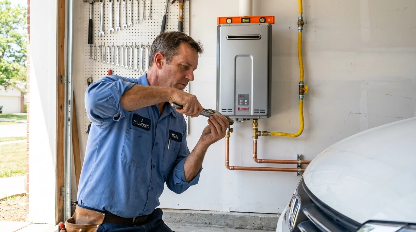 Tankless water heater installation by a Johns Plumbing LLC plumber in Cave City